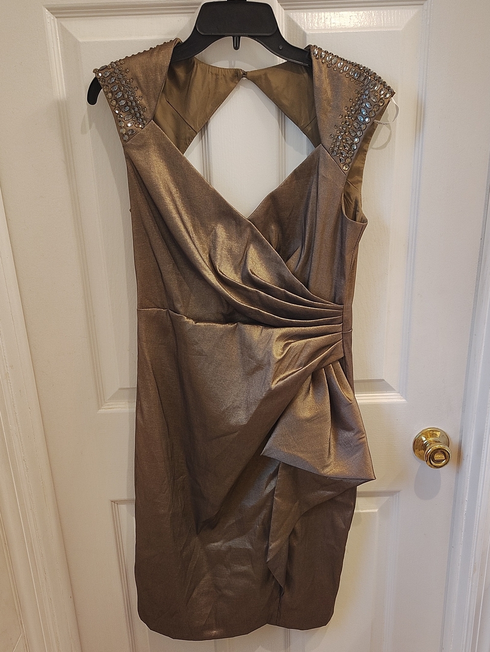 Maggie London Metallic Bronze Cocktail Dress 8
